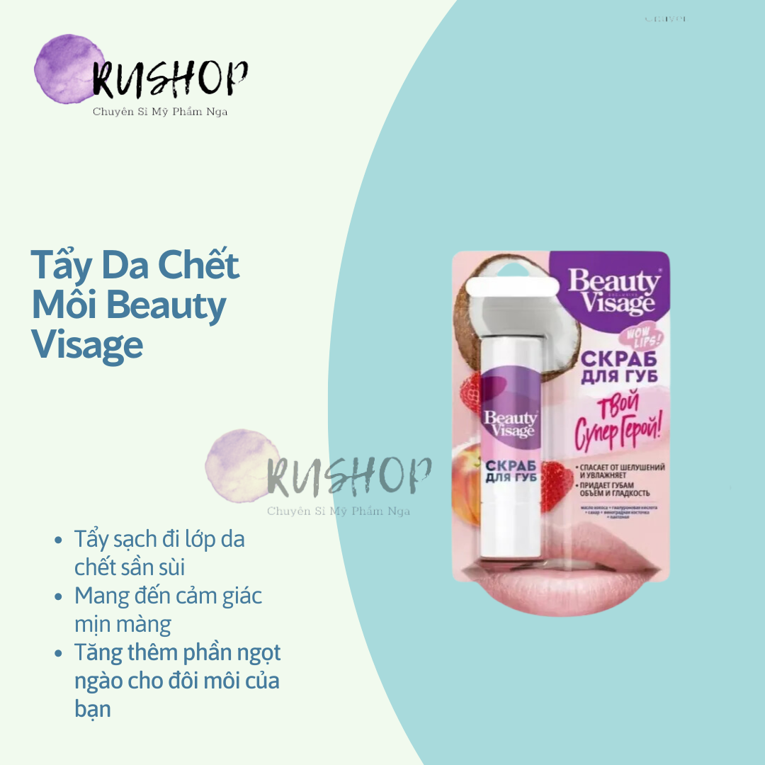 Tẩy da chết môi Beauty Visage loại bỏ da khô nứt, căng mọng môi