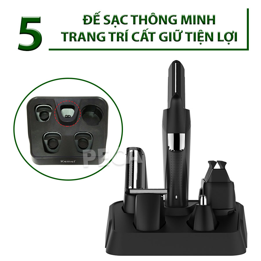 Tông đơ đa năng 4in1 KEMEI KM-5029 nhiều đầu thay thế chuyên dụng cắt tóc, cạo râu, cạo đầu, cạo lông toàn thân, tỉa lông chân mày, tỉa lông mũi sạc nhanh 1h - hãng phân phối chính thức