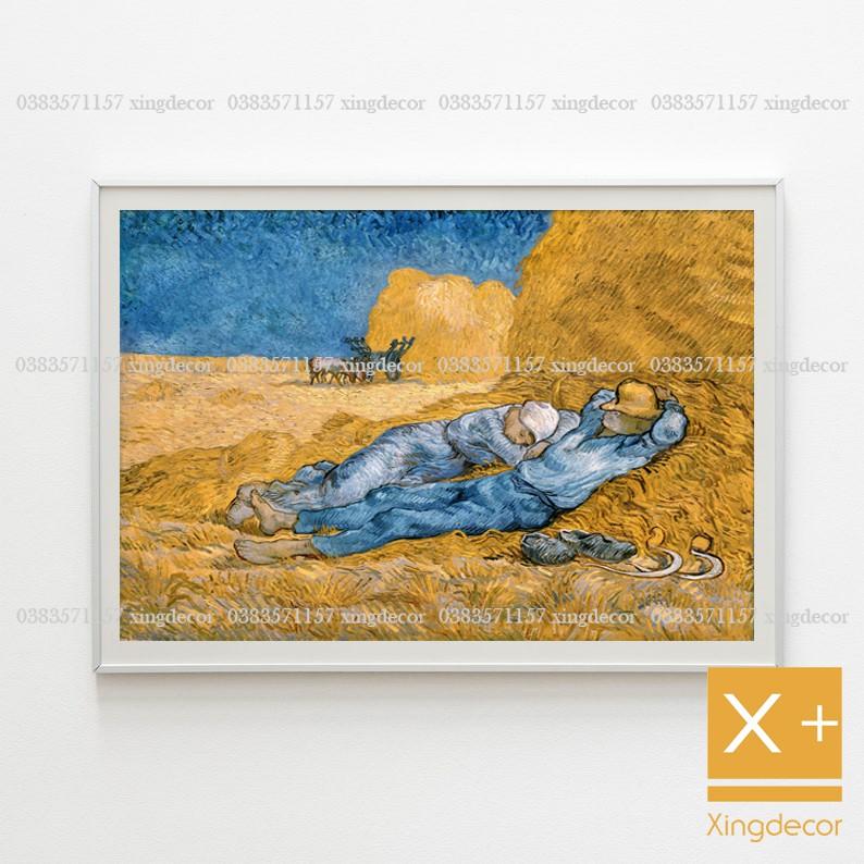 Tranh treo tường của danh họa Van Gogh tone vàng xanh, tranh canvas có khung