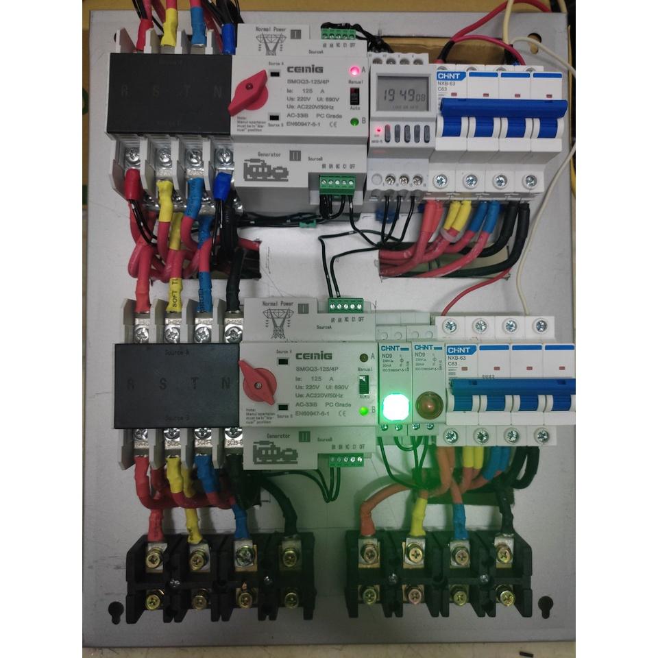 TỦ CHUYỂN NGUỒN TỰ ĐỘNG ATS 2P 125A - Tự Động Chuyển Nguồn 2 Công Tơ Theo Tuần - Thiết Bị Điện