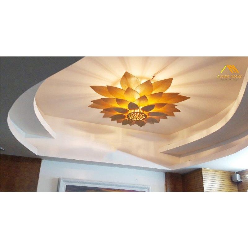 Đèn thả trần bằng gỗ hình hoa sen HT592