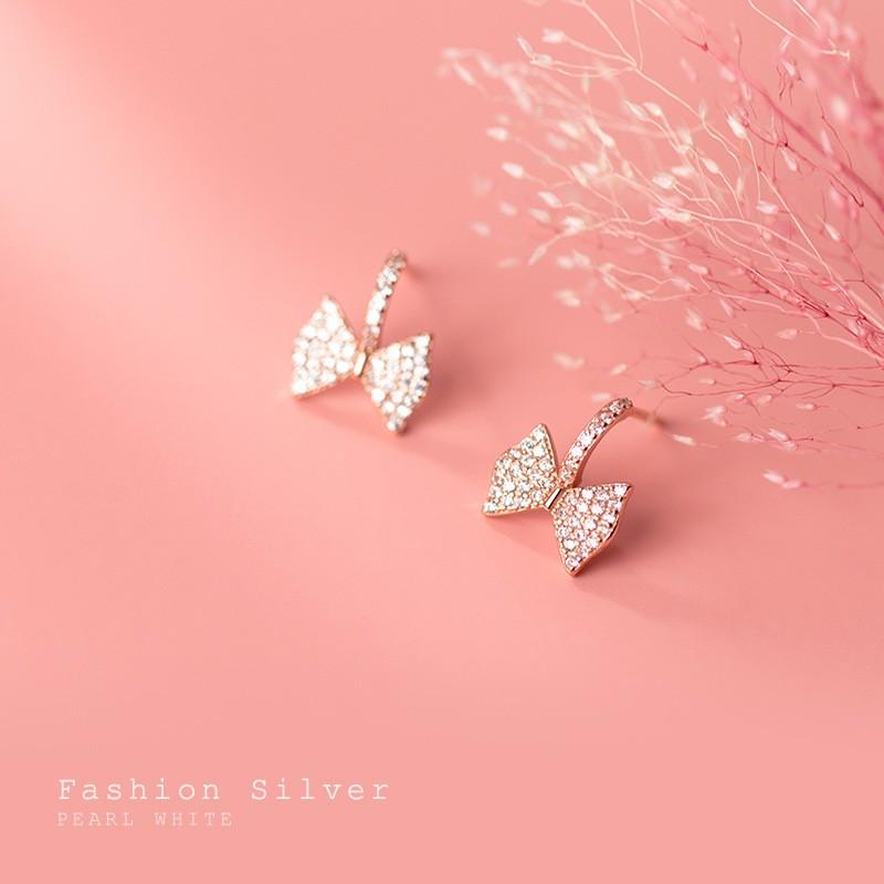 Khuyên tai bạc Ý s925 cánh bướm hồng xinh G7595 - AROCH Jewelry