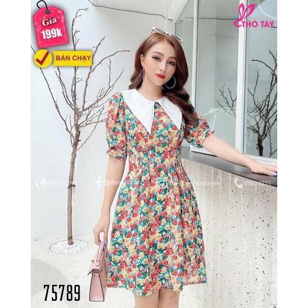 ĐẦM XÒE VOAN LỤA HỌA TIẾT HOA CỰC XINH / CÓ SIZE 70KG
