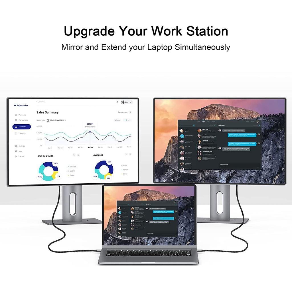 Cáp Chuyển Đổi USB C Sang Displayport QGeeM 3 Sang Displayport Với MacBook Pro / Air, iPad Pro 2021 Surface Book 2