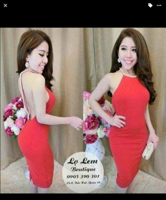 Đầm body yếm hạ dây trân châu