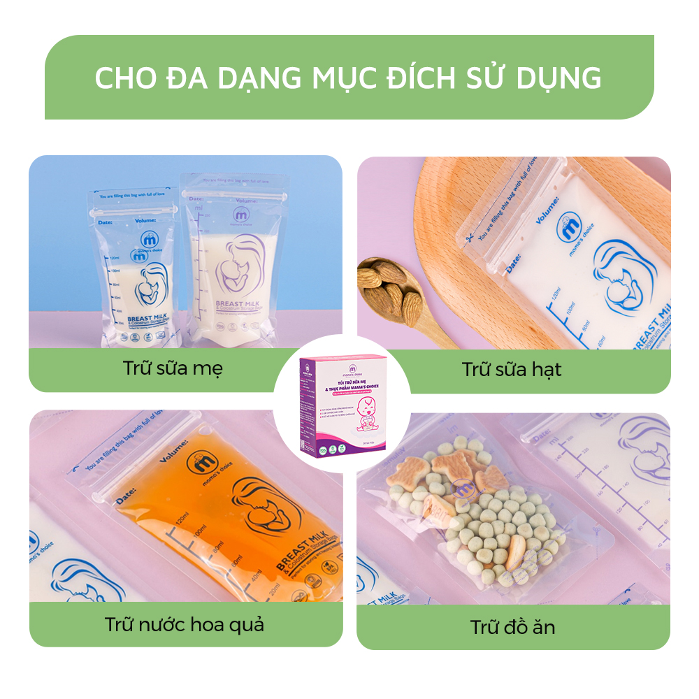 Combo Bình Trữ Sữa và Túi Trữ Sữa Mama’s Choice, Bảo Quản và Trữ Sữa Mẹ, Kiểm Định An Toàn Quốc Tế Bureau Veritas