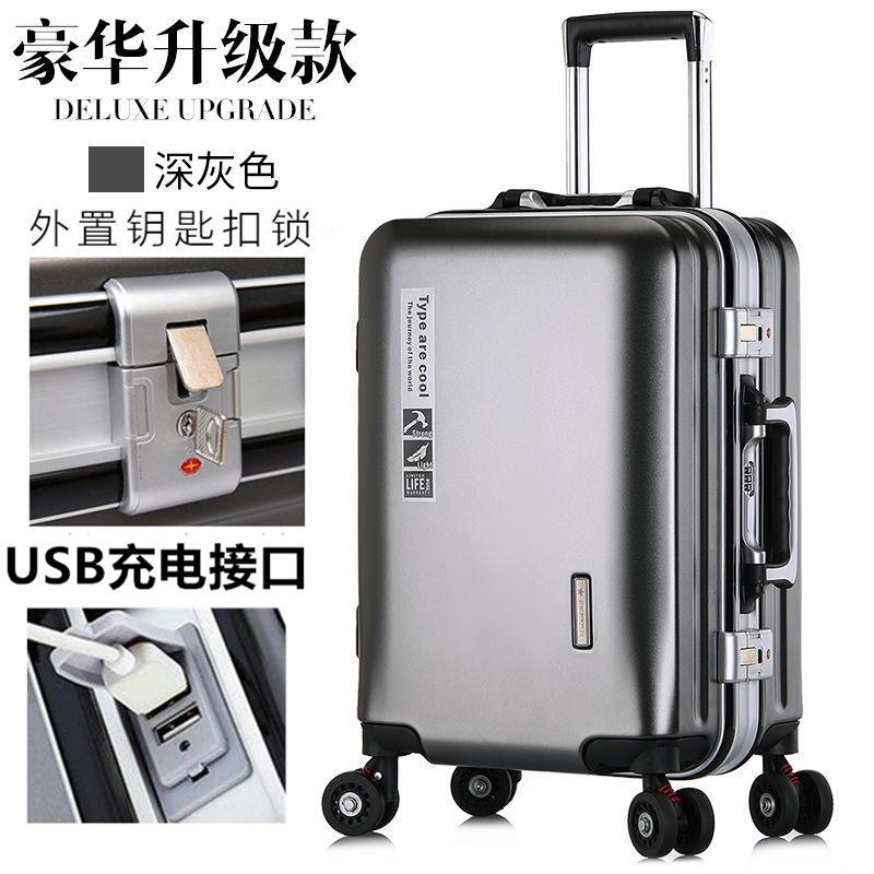 Phong cách mới nhất khung nhôm mới trường hợp xe đẩy va li hộp mật khẩu tắt tiếng bánh xe đa năng vali sinh viên nam và nữ vali sức chứa lớn