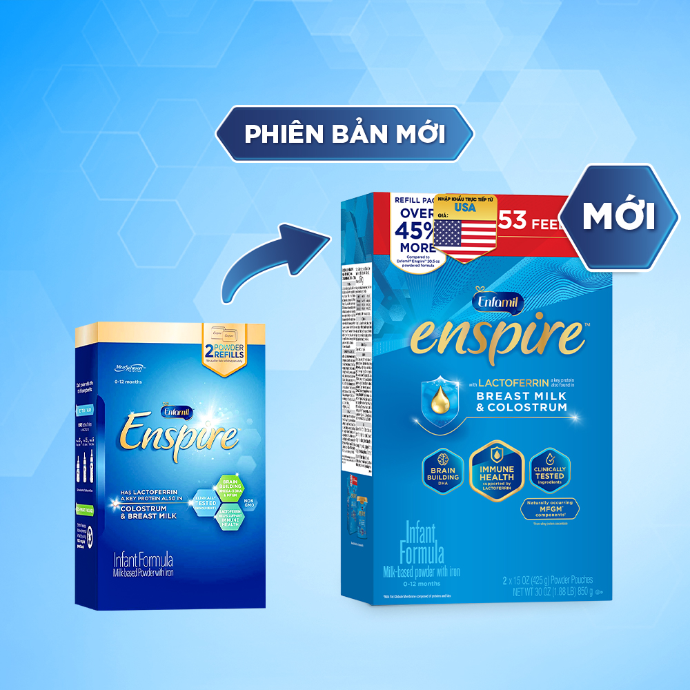 Sữa bột Enfamil Enspire Infant Formula cho trẻ từ 0-12 tháng - 850g [Nhập khẩu từ Mỹ]