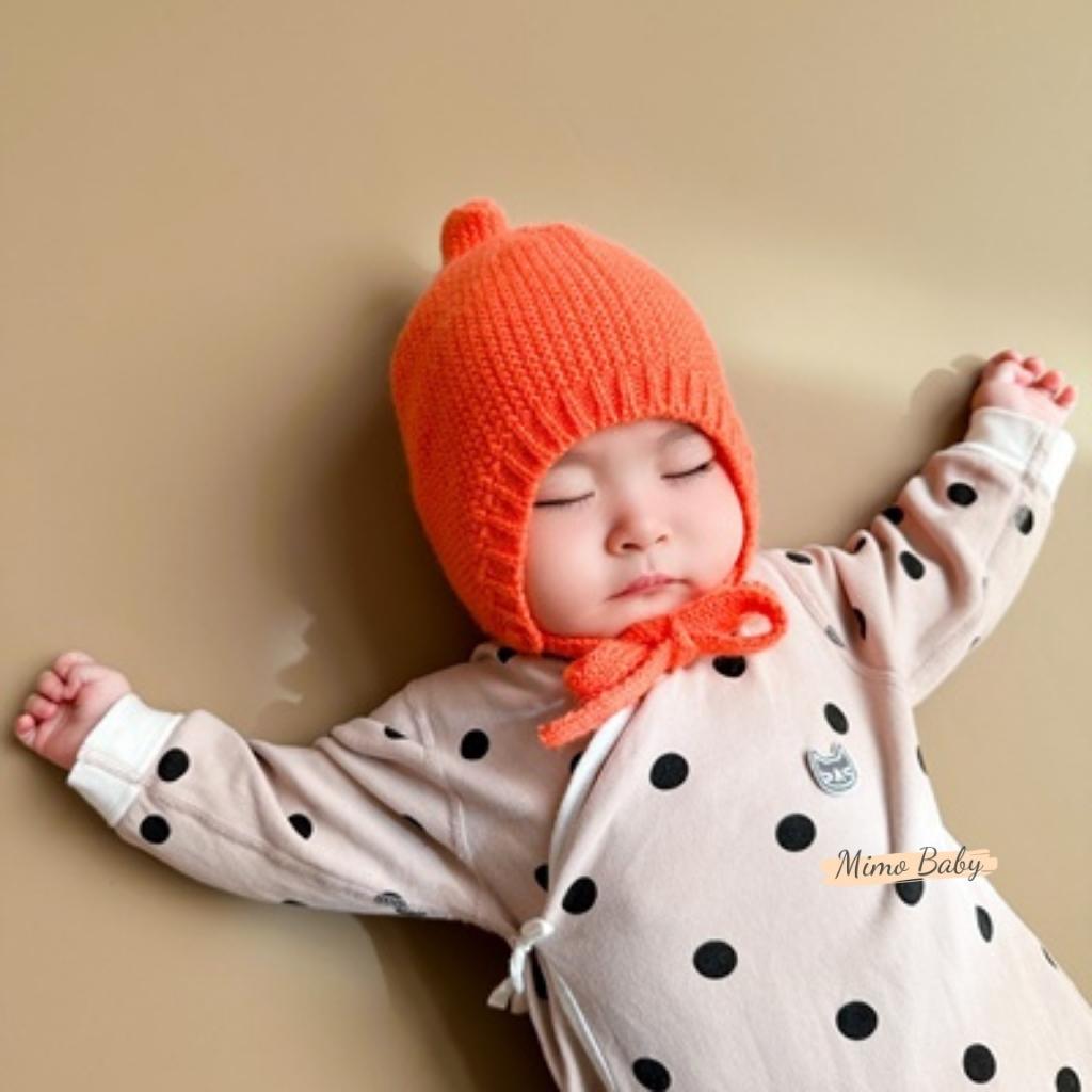 Mũ nón len mùa đông buộc dây chóp nhọn đáng yêu cho bé ML209 Mimo Baby