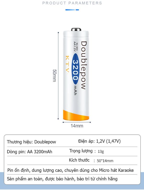 Hộp 4 Pin Sạc- Pin tiểu AA 3000mah Doublepow / Pin Sạc AA 3400mAh Fujimax - SẢN PHẨM CHÍNH HÃNG