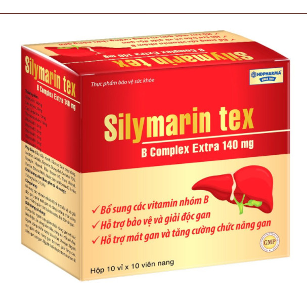 Viên uống Silymarin Tex B Complex Extra 140mg (đỏ)- Hộp 100 viên - Giải độc gan, bảo vệ tế bào gan, tăng cường chức năng gan