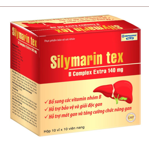 Viên uống Silymarin Tex B Complex Extra 140mg - Hộp 100 viên - Giải độc gan, bảo vệ tế bào gan, tăng cường chức năng gan