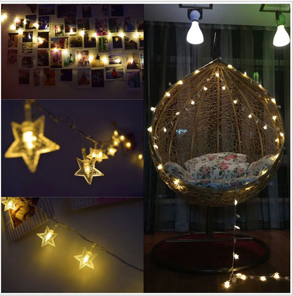 Đèn Led Trang Trí Ngôi Sao Dài 6M - 40 Bóng Trang Trí Noel Lễ Tết
