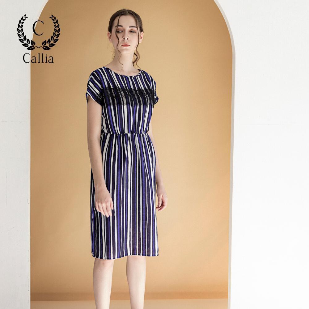 Đầm nữ midi suông Callia Sami cổ tròn tay cánh dơi
