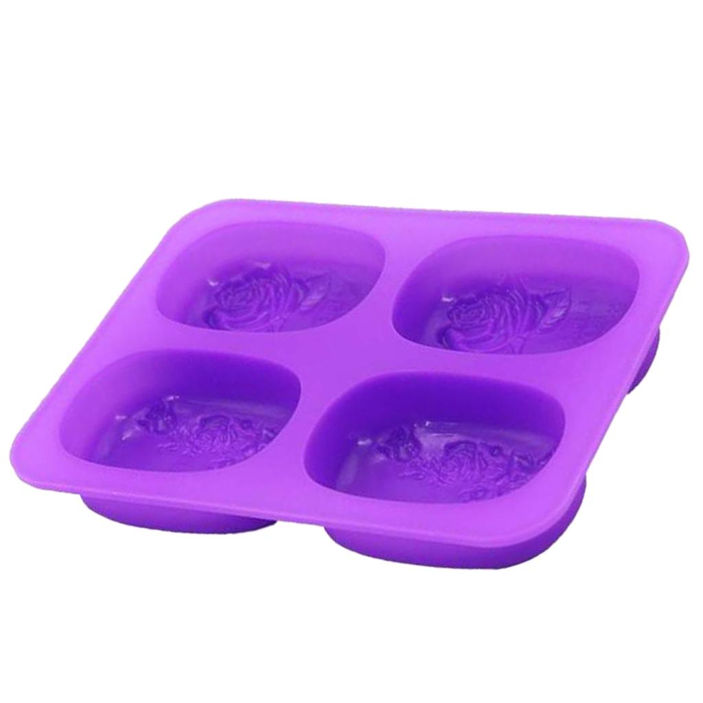 4 Cavities Silicone Soap Molds DIY Cake Chocolate Pudding Baking Soap Moulds