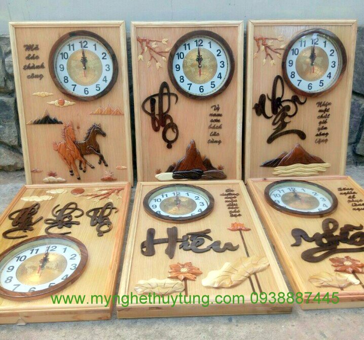 Tranh Gỗ đồng hồ Mã đáo thành công