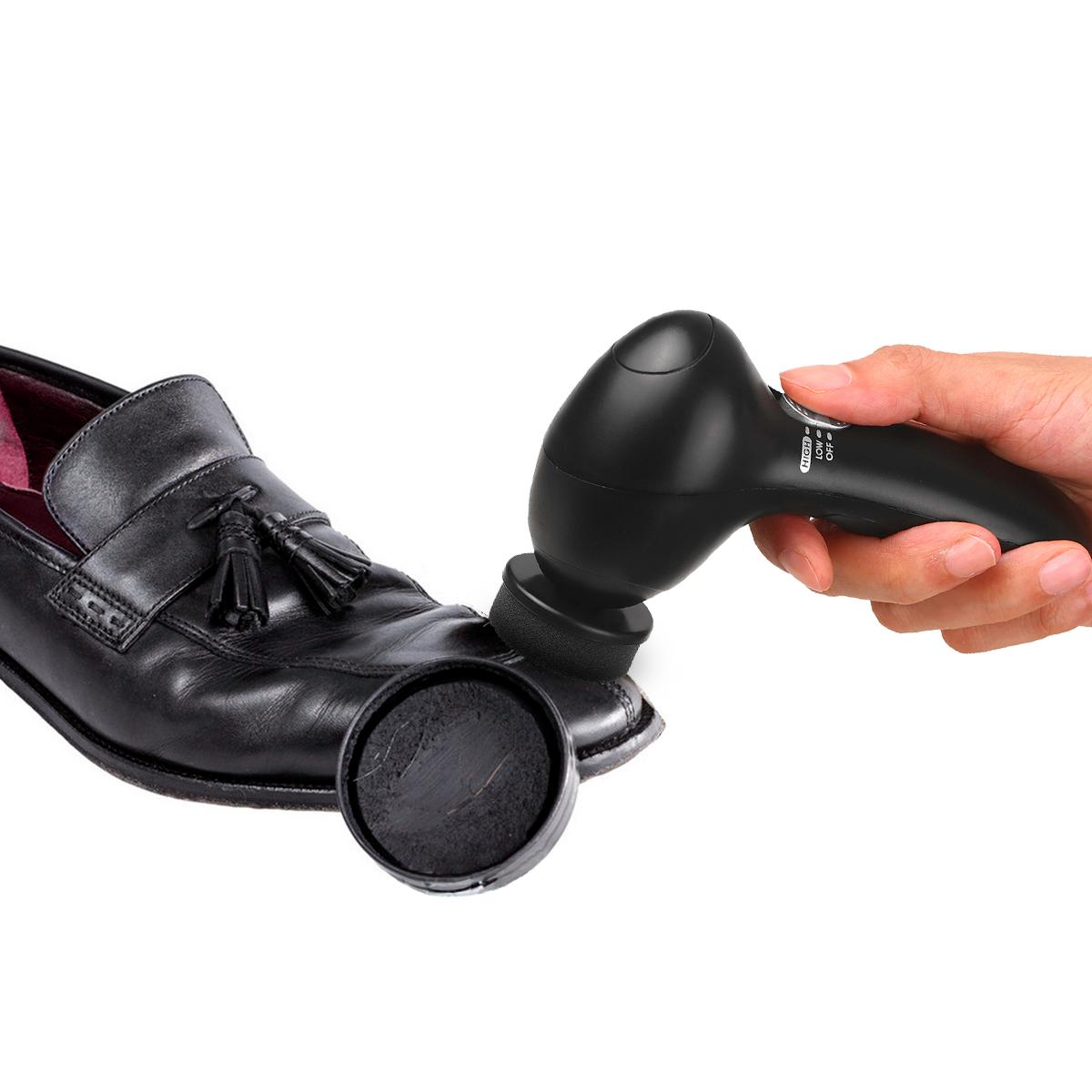 Mini Handheld Electric Shoe Brush Shoe Shine Polisher Kit Shoe Polisher Dust Cleaner with 4 Brush Heads Leather Care Kit