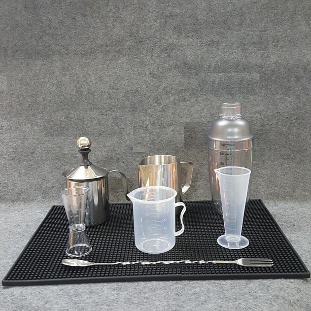 Combo 8 dụng cụ pha chế cà phê, barista (Shaker 700ml vạch chia in đậm)