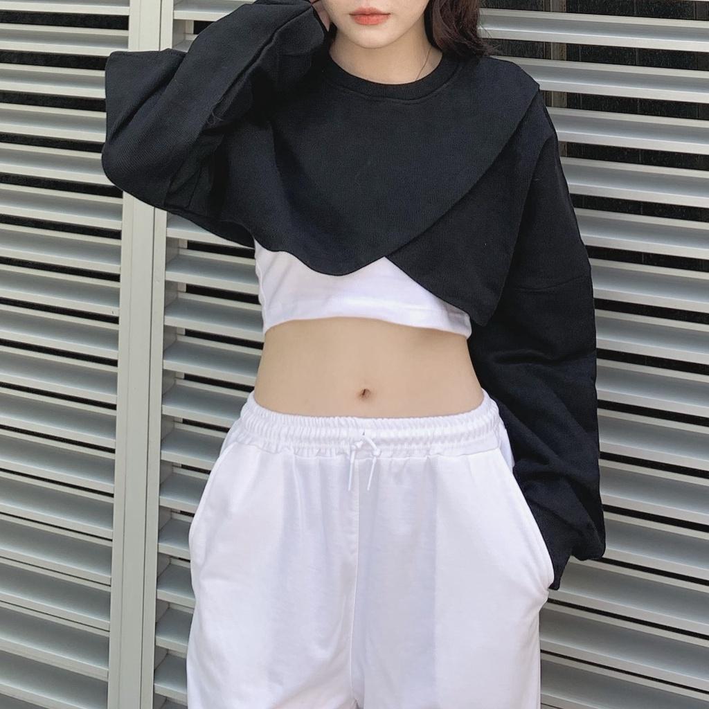 Áo Croptop Tay Dài Form Rộng Nữ Ullzang, Áo Croptop Dài Tay NQ30store Unisex