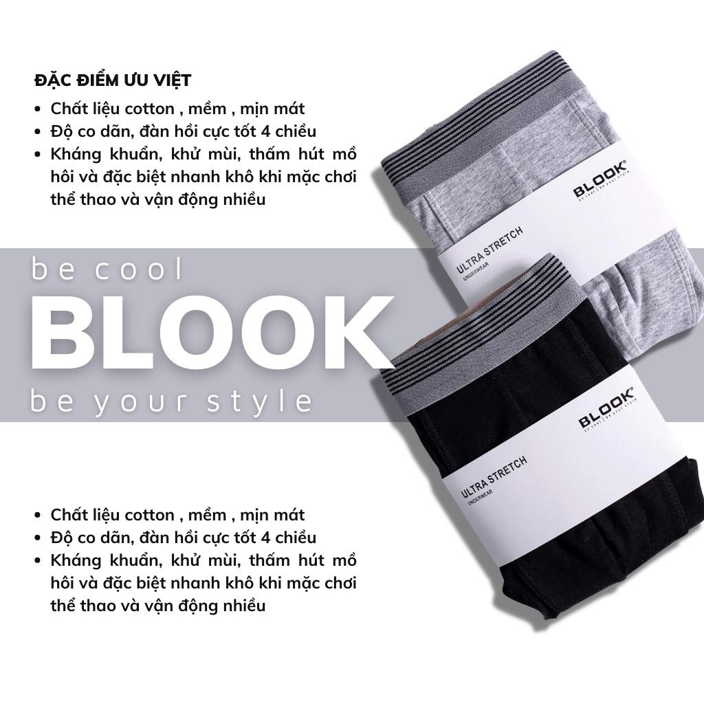 Combo 2 quần lót nam BOXER vải cotton tự nhiên 100% thoáng khí,co giãn cao cấp 79178 - BLOOK