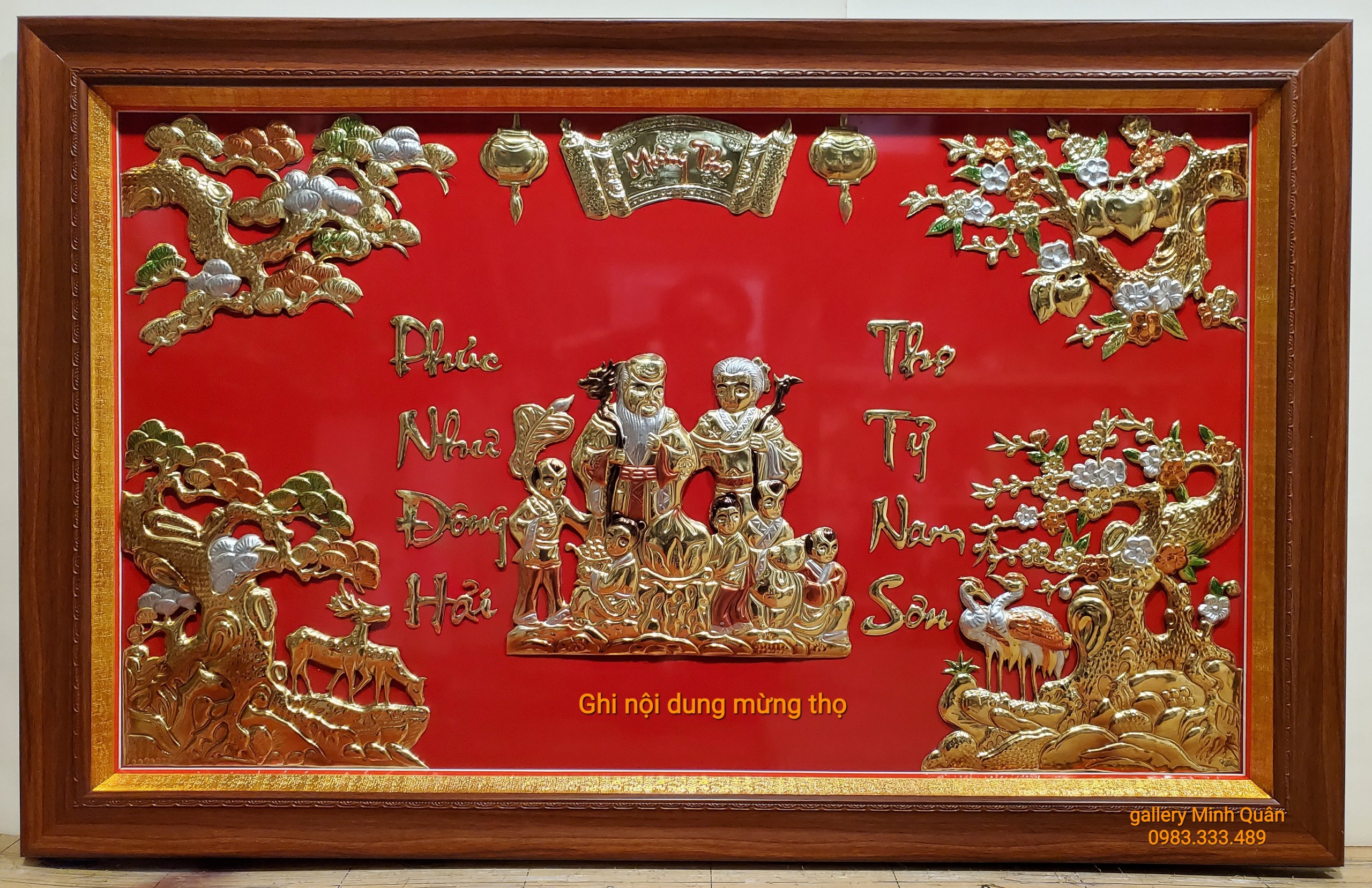 TRANH ĐỒNG VÀNG NGUYÊN CHẤT-MỪNG THỌ CỤ ÔNG-CỤ BÀ-ÔNG BÀ