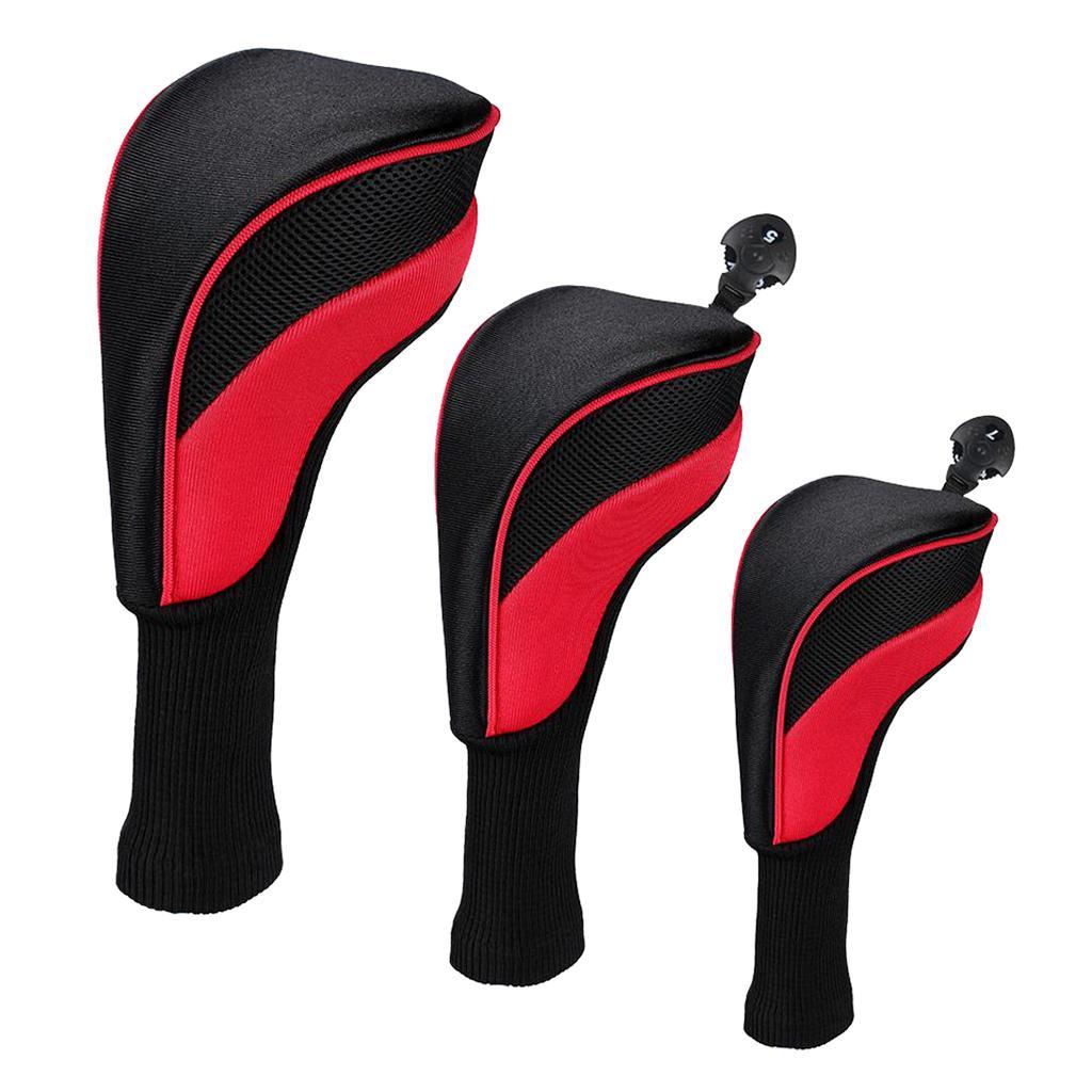 3pcs Golf Club Headcover 460cc Hybrid Driver Wood Head Cover No. 1 3 5