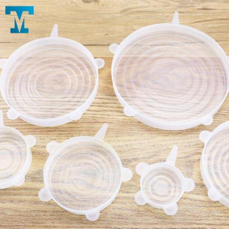 Combo 6 miếng nắp đậy silicon co giãn, miếng nhựa bọc chén, bát, bảo quản thực phẩm- dylanhouse