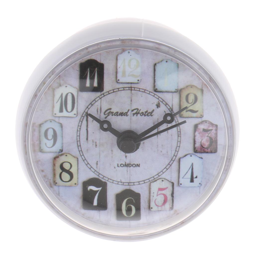 European Style Small Waterproof Round Clock for Bathroom Suction Up Mirror Window Clock, Pink/ White