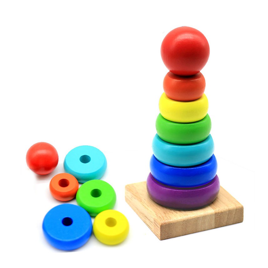 Đồ chơi gỗ Tháp xếp chồng nhiều màu sắc