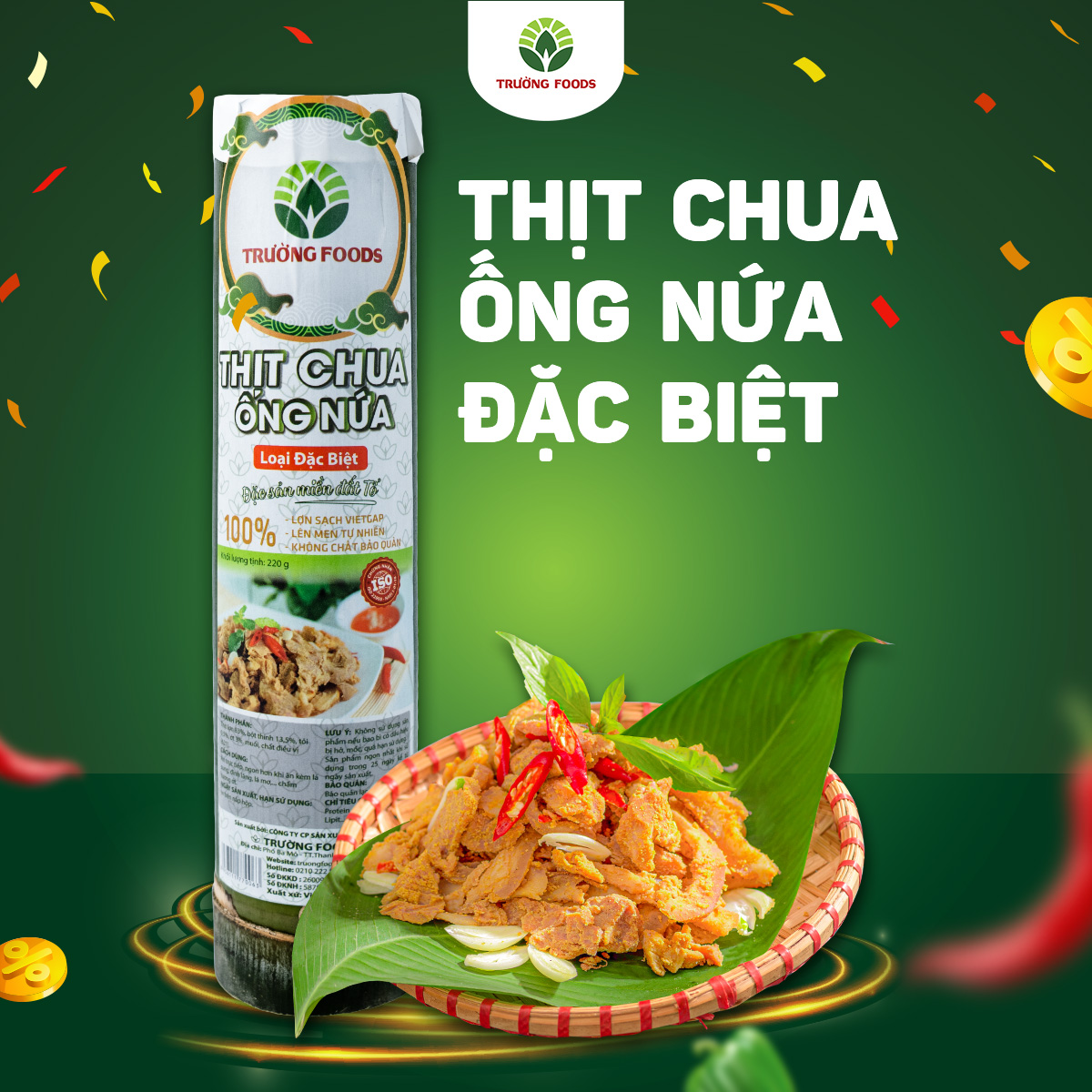 Thịt chua ống nứa Đặc Biệt - Thịt chua Trường Foods 180g