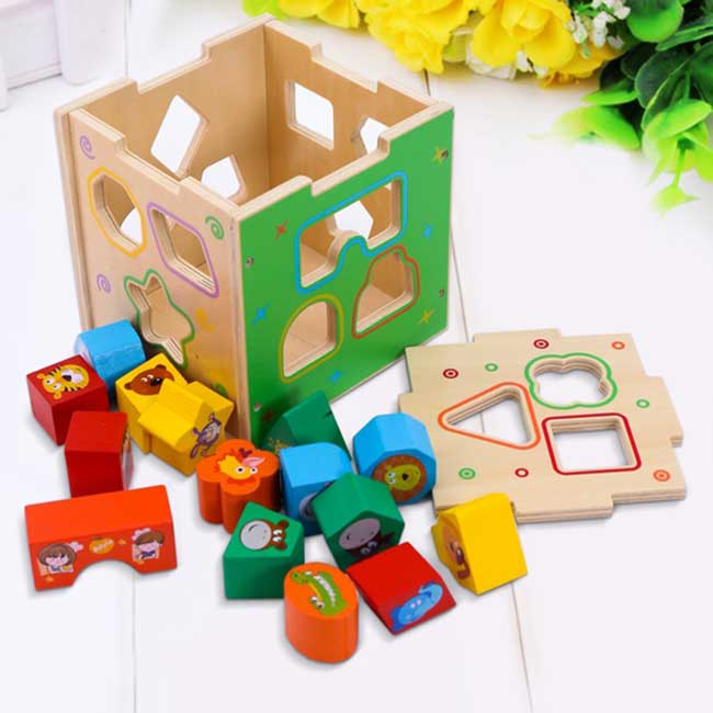 Hộp Thả Hình Khối Bằng Gỗ Có Hình Con Vật Đáng Yêu