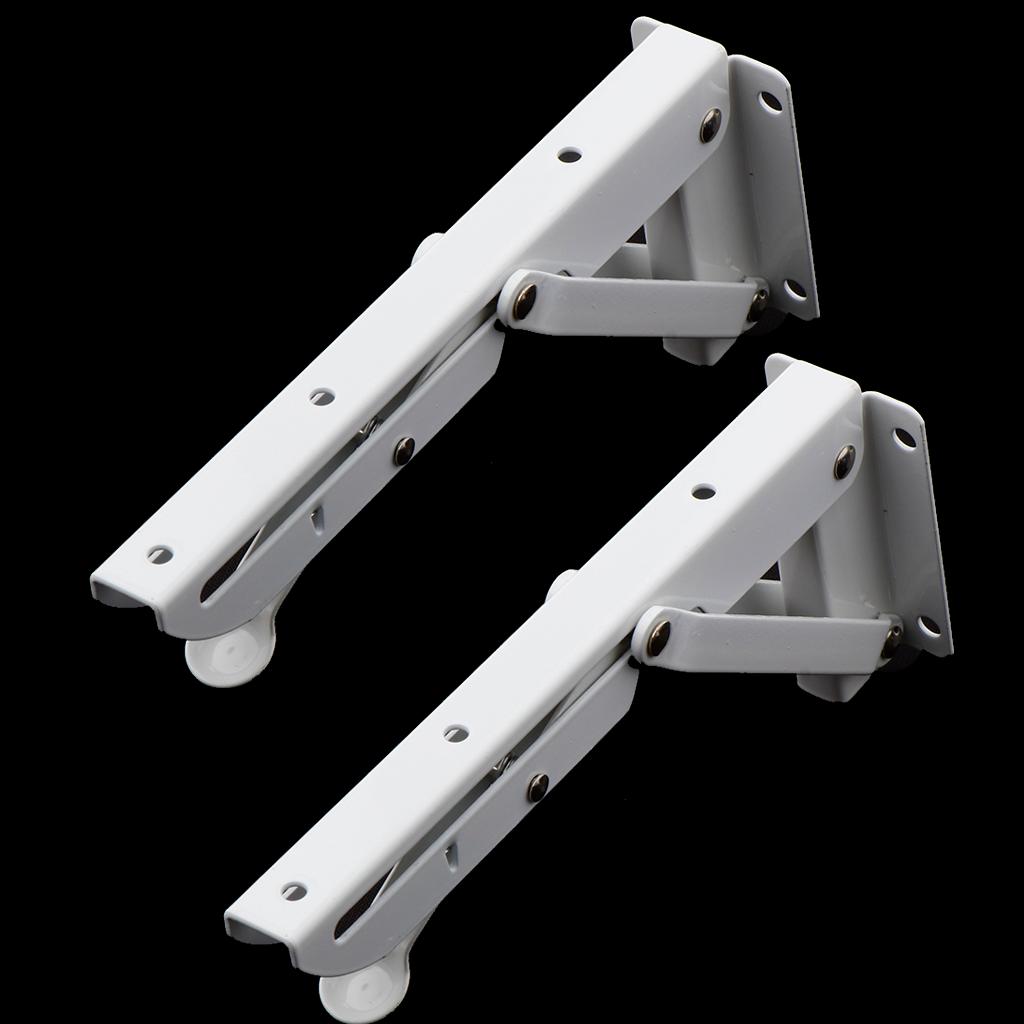 2Pcs Folding Movable White Shelf Bracket K Type Triangle Spring Steel Bracket Decorative Metal Shelf Brackets