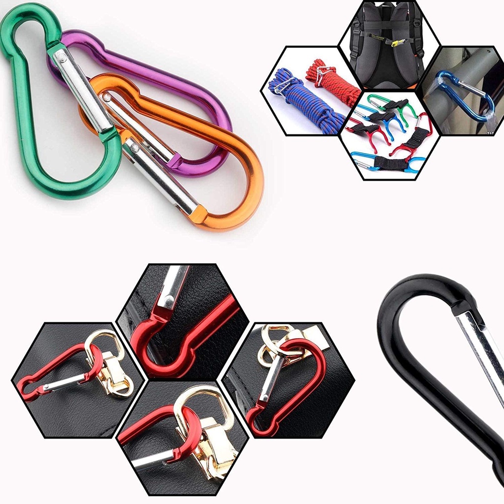 Combo 5 Móc Khóa Carabiner Chữ D Bằng Nhôm Đa Ứng Dụng