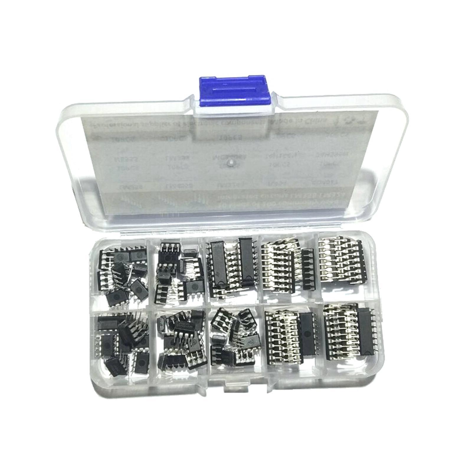 100Pcs 10 Values IC Assortment Kit Easy to Storage Practical Accessories