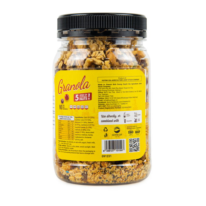 HẠT DINH DƯỠNG NGŨ CỐC GRANOLA FAMINUTS - Hũ Nhựa 470g - Ngũ Cốc Giảm Cân