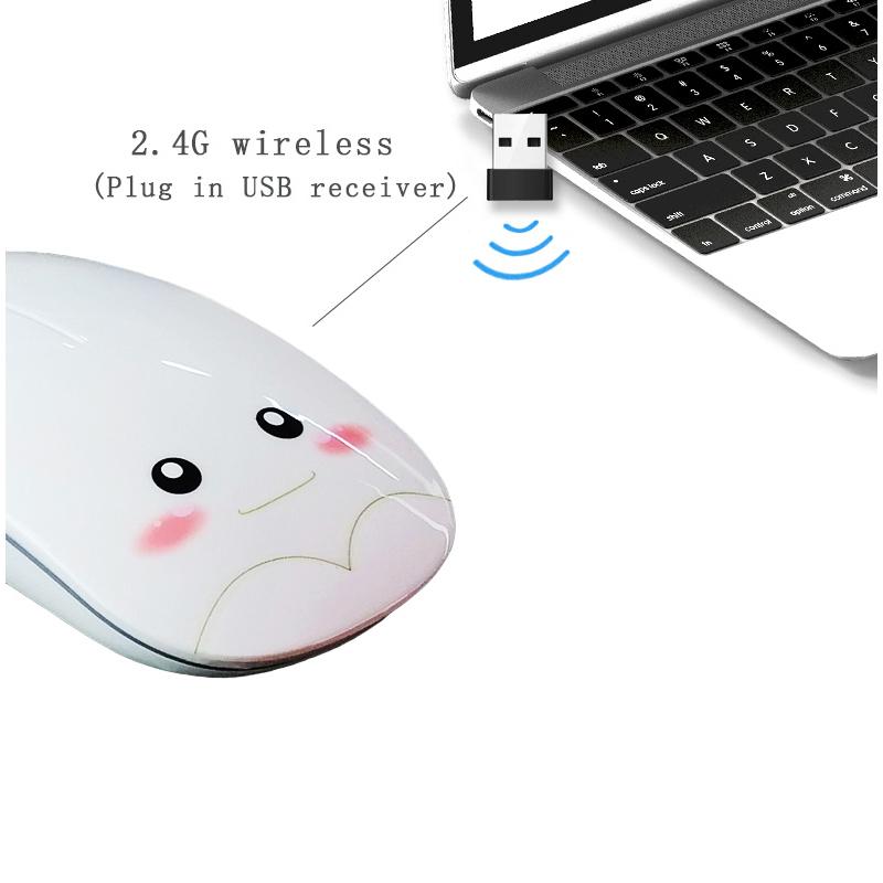 Hoạt Hình Dễ Thương Chuột Máy Tính Không Dây Bé Gái Im Lặng Laptop Quang USB Sạc Slim Tắt Tiếng Đèn RGB Game Chuột Cho Máy Tính