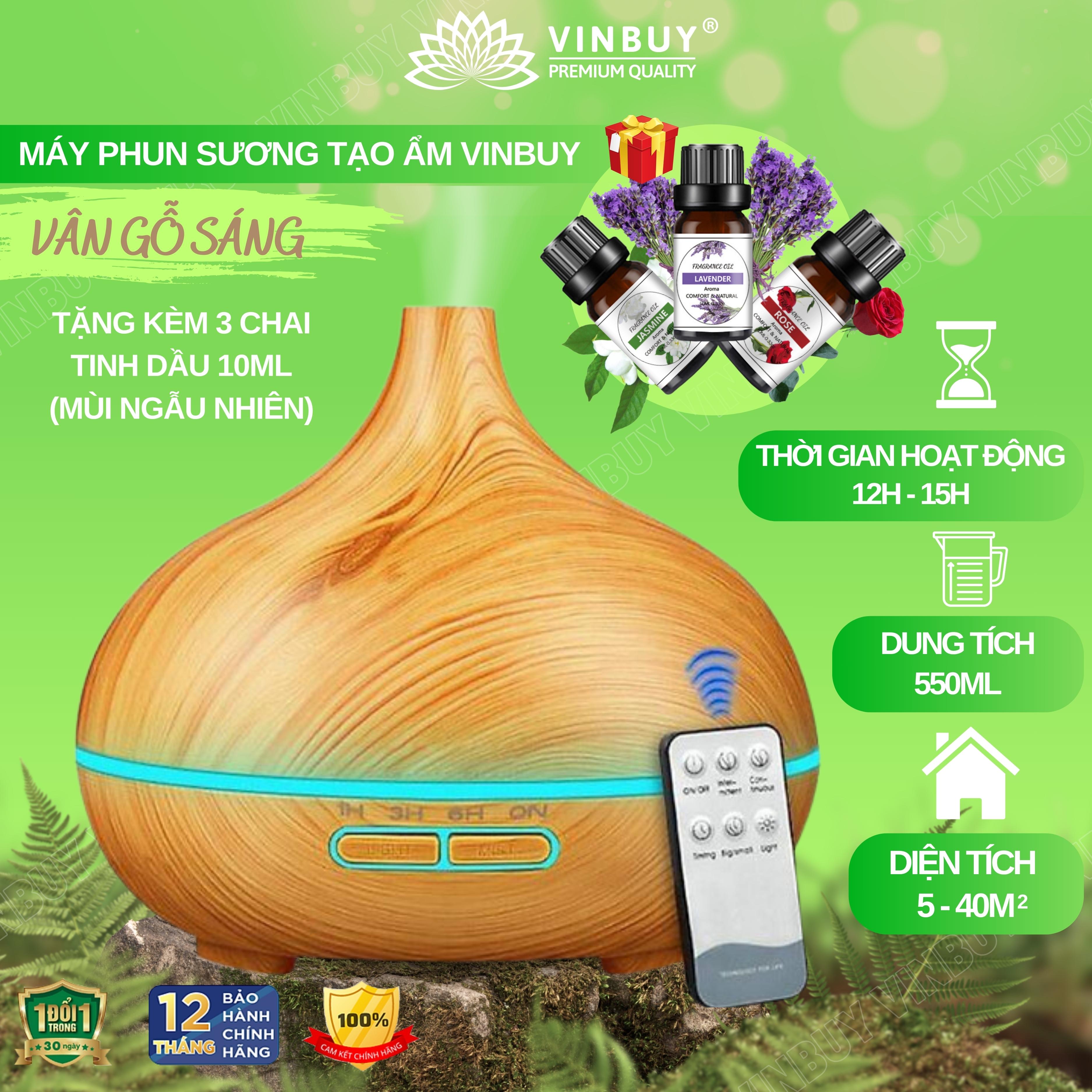 Máy phun sương tạo độ ẩm không khí dung tích lớn 550ml - cấp ẩm cho da, phòng điều hòa, khuếch tán tinh dầu - Chĩnh Hãng - VinBuy