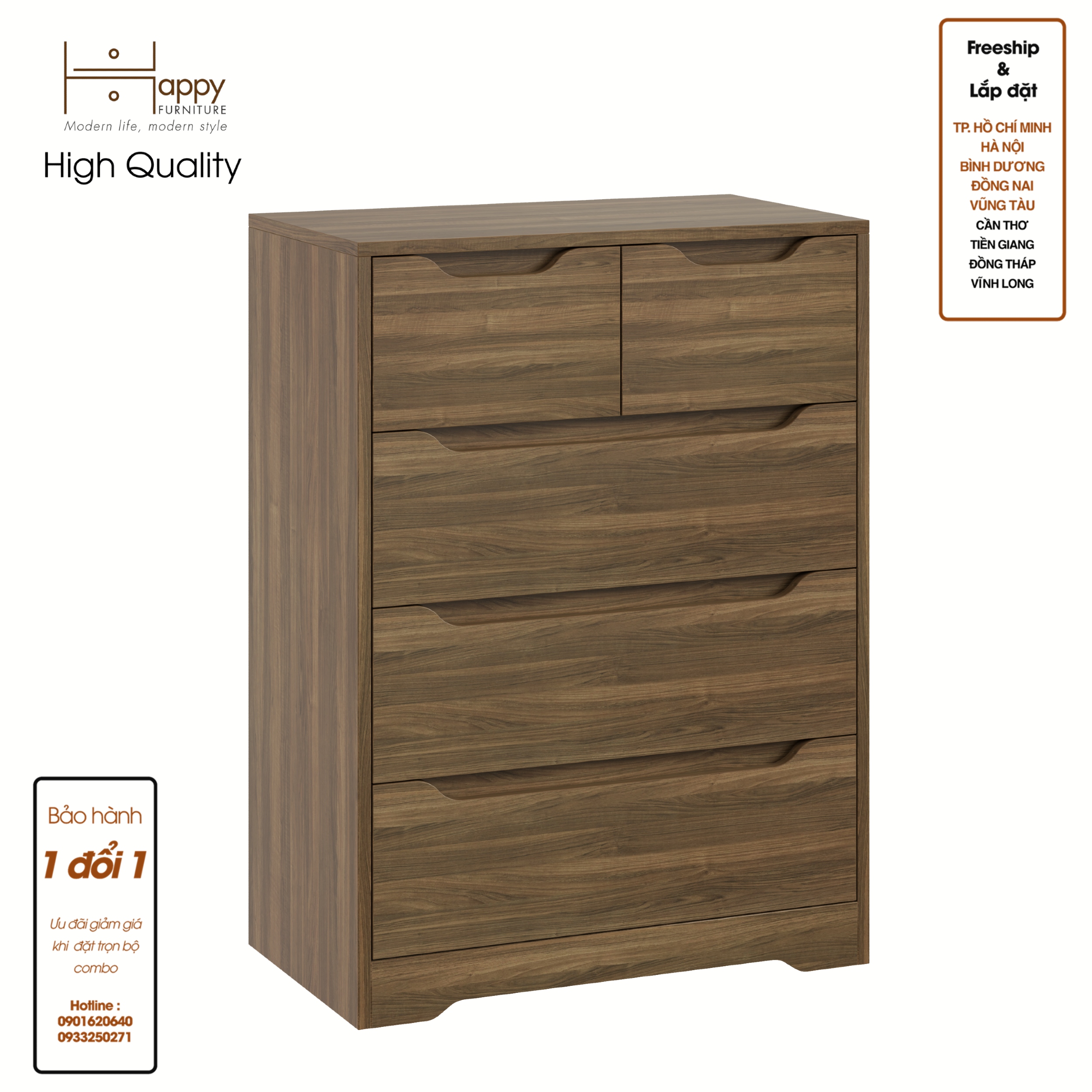 Hình ảnh [Happy Home Furniture] ALEE, Tủ đựng đồ 5 ngăn kéo ,  70cm x 40cm x 94cm ( DxRxC), THK_042