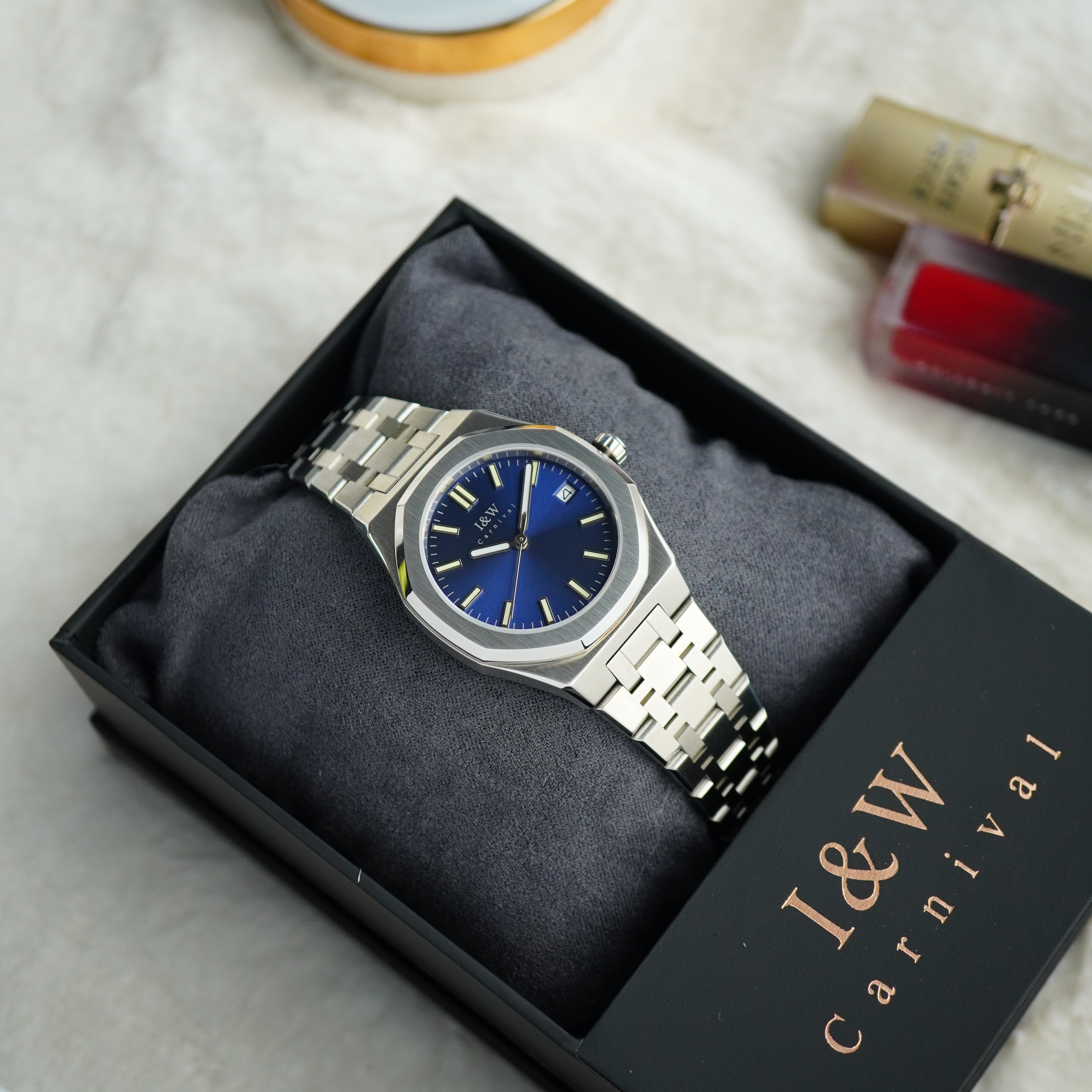 Đồng hồ nữ chính hãng I&amp;W Carnival 55793L-T2,Kính sapphire,chống xước ,Chống nước30m,bảo hành chính hãng ,Máy điện tử (pin),dây thép