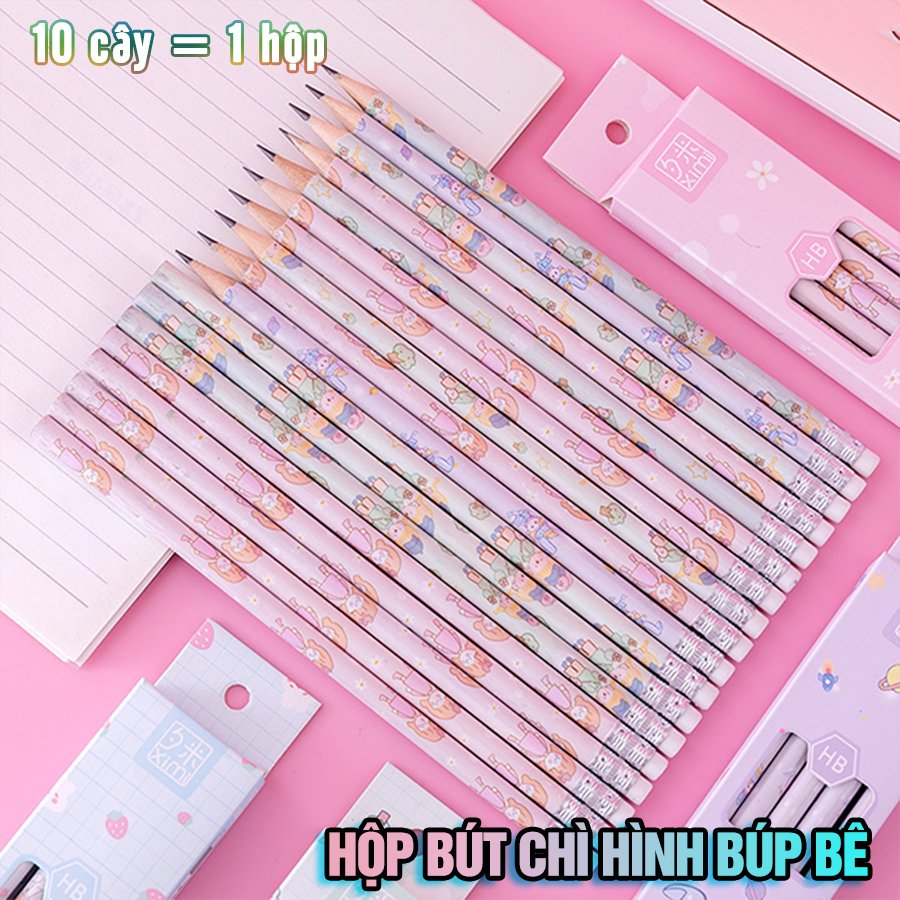 Hộp 10 bút chì chuốt HB hình Búp bê - nhiều mẫu - giao mẫu ngẫu nhiên