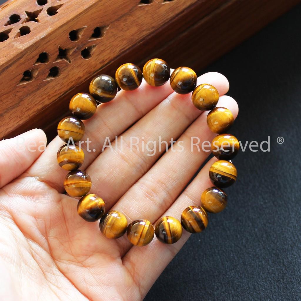 Vòng Tay Đá Tiger Eye Nâu Vàng Tự Nhiên 10MM Loại AA, Hợp Mệnh Thổ, Kim , Vòng Tay Phong Thuỷ, Chuỗi Hạt, Yoga