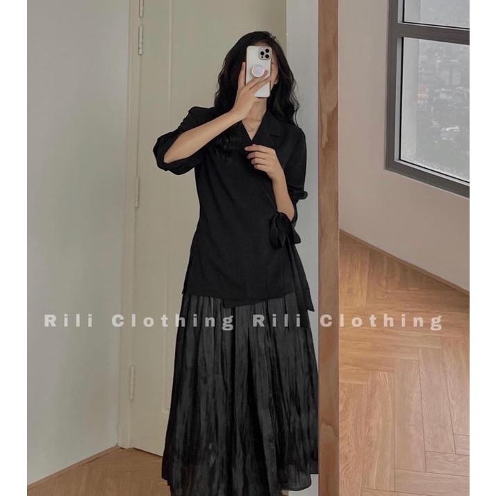 Blazer đắp chéo thắt dây