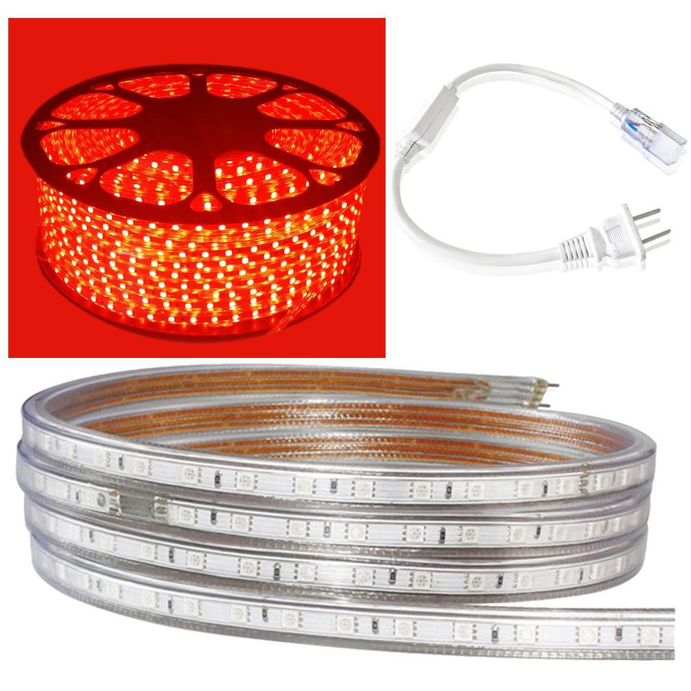 10 mét Led dây 5050 ánh sáng đỏ cam có nguồn kèm theo