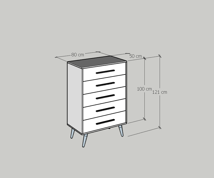 OSRI, Tủ đụng đồ 5 ngăn - chân gỗ chéo ,  80cm x 50cm x 120cm , THK_023