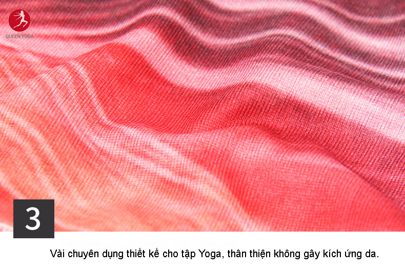 Quần Legging Lửng Tập Yoga Tôn Eo Nâng Mông Co Giãn Thoải Mái 4 Chiều Họa Tiết Màu Đỏ