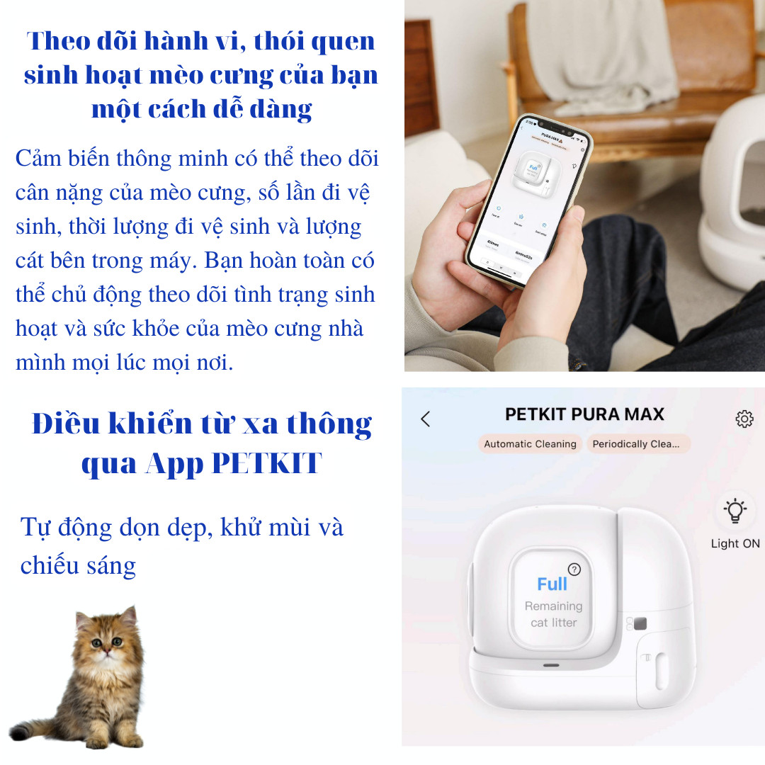 Nhà Vệ Sinh Cho Mèo Petkit, Máy Vệ Sinh Tự Động Cho Mèo Pura Max Máy Dọn Phân Mèo