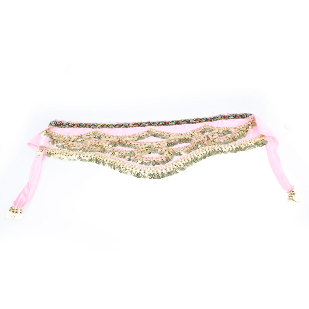 Women's Performance Clothing Accessories Triangular Belly Dancing Hip Scarf Wrap Skirt with Gold Coins for Show Girls
