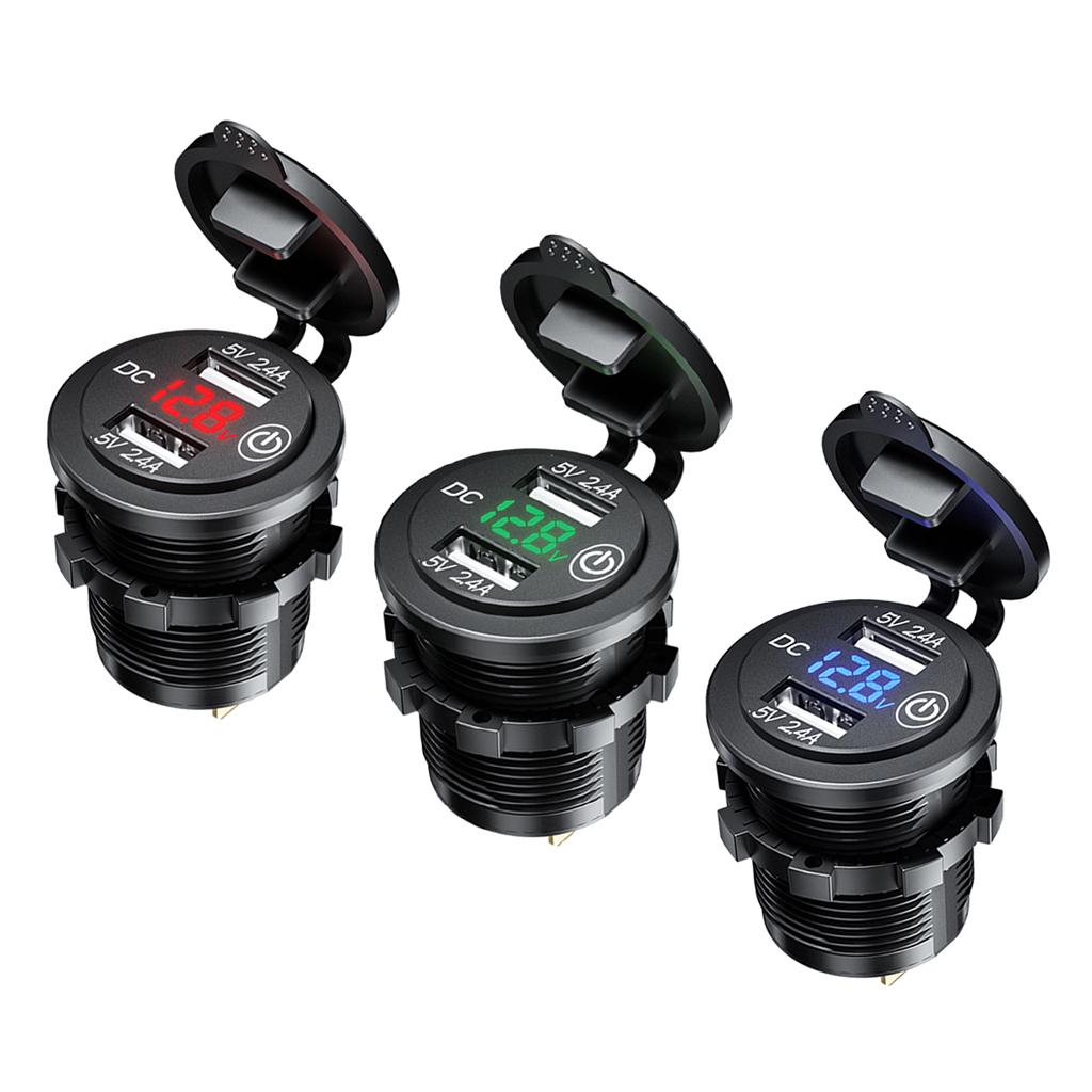 Dual USB Lighter Socket Car Charger Adapter With Touch Switch
