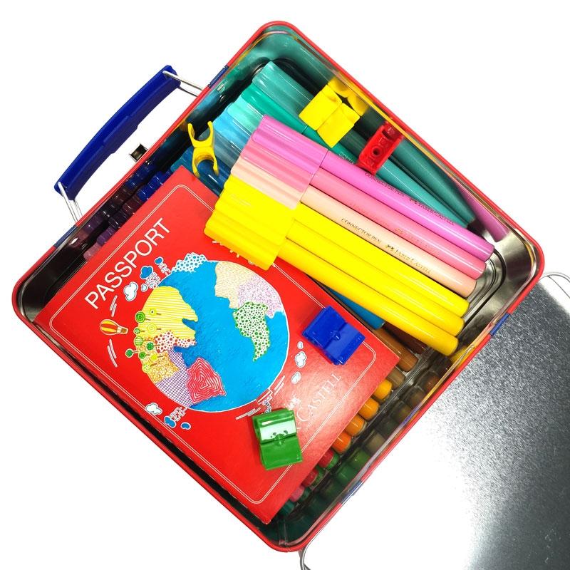 Vali 40 Bút Lông Màu Connector + Sổ Tô Màu Passport - Faber-Castell 155535