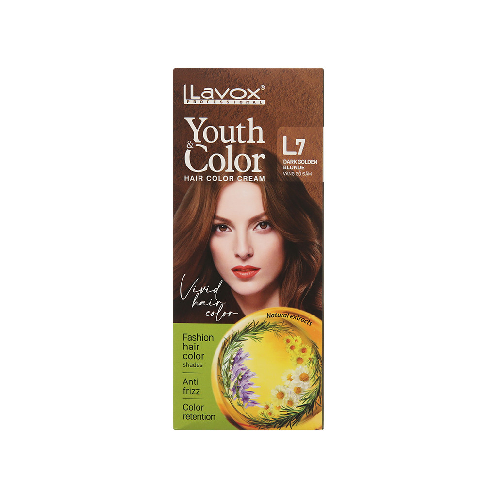 Kem nhuộm màu tóc cao cấp Lavox Youth&amp;Color L7 (Vàng Gỗ đậm)